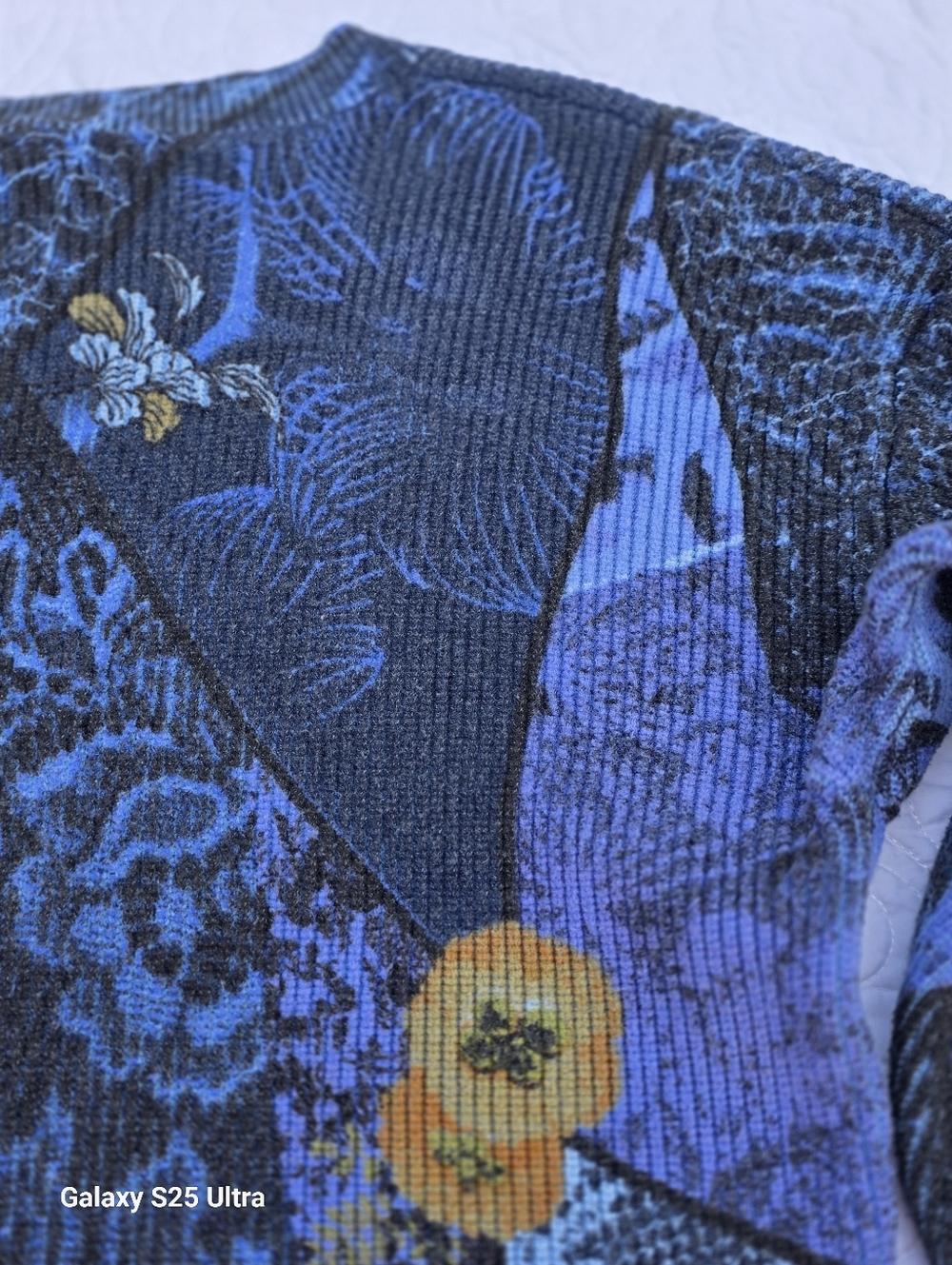 Desigual Artsy Bohemian Print Patchwork V-Neck Sweater Blue EUC SZ LG - Picture 7 of 15